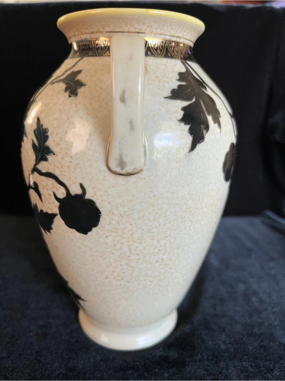 Antique NIPPON Amphora Vase Black Silhouette Gold Gild c 1890-1920